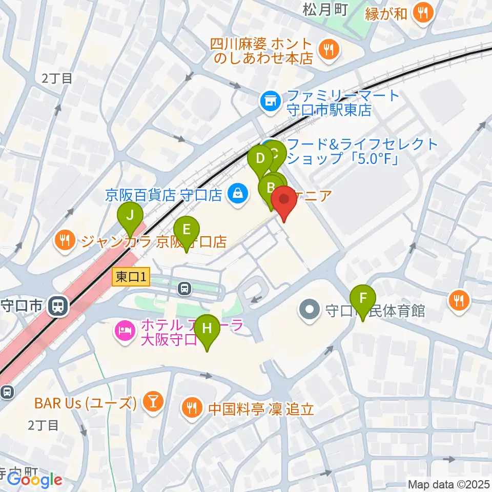 守口文化センター・エナジーホール周辺のカフェ一覧地図