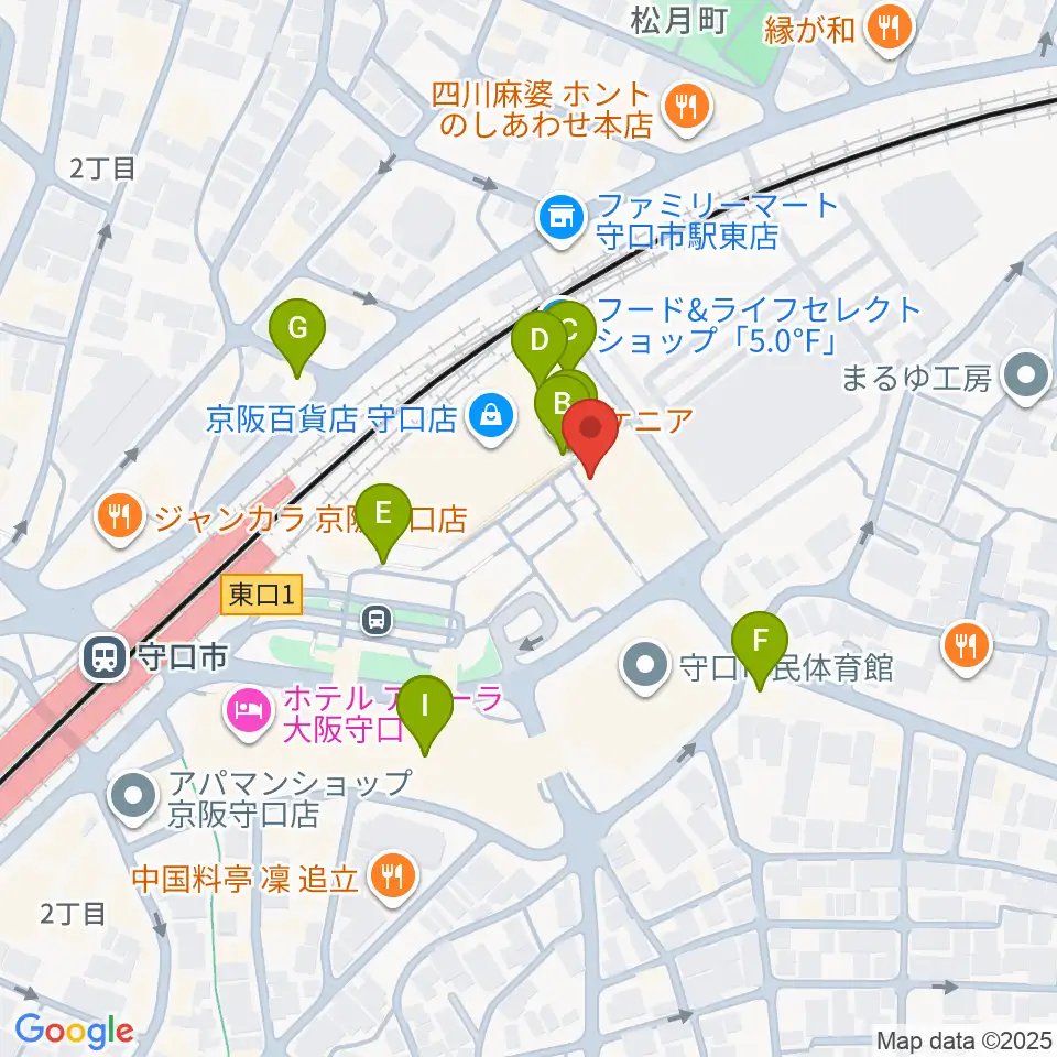 守口文化センター・エナジーホール周辺のカフェ一覧地図