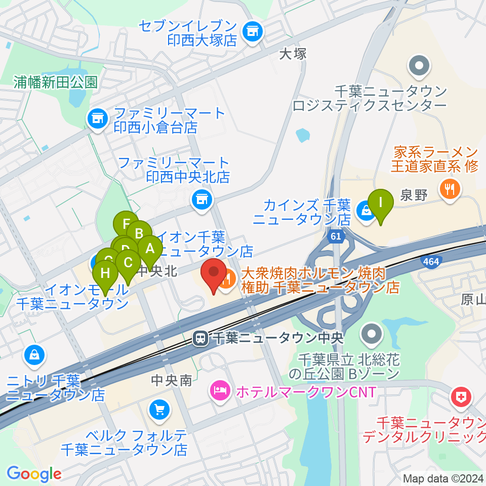 伊藤楽器 千葉ニュータウン中央センター周辺のカフェ一覧地図