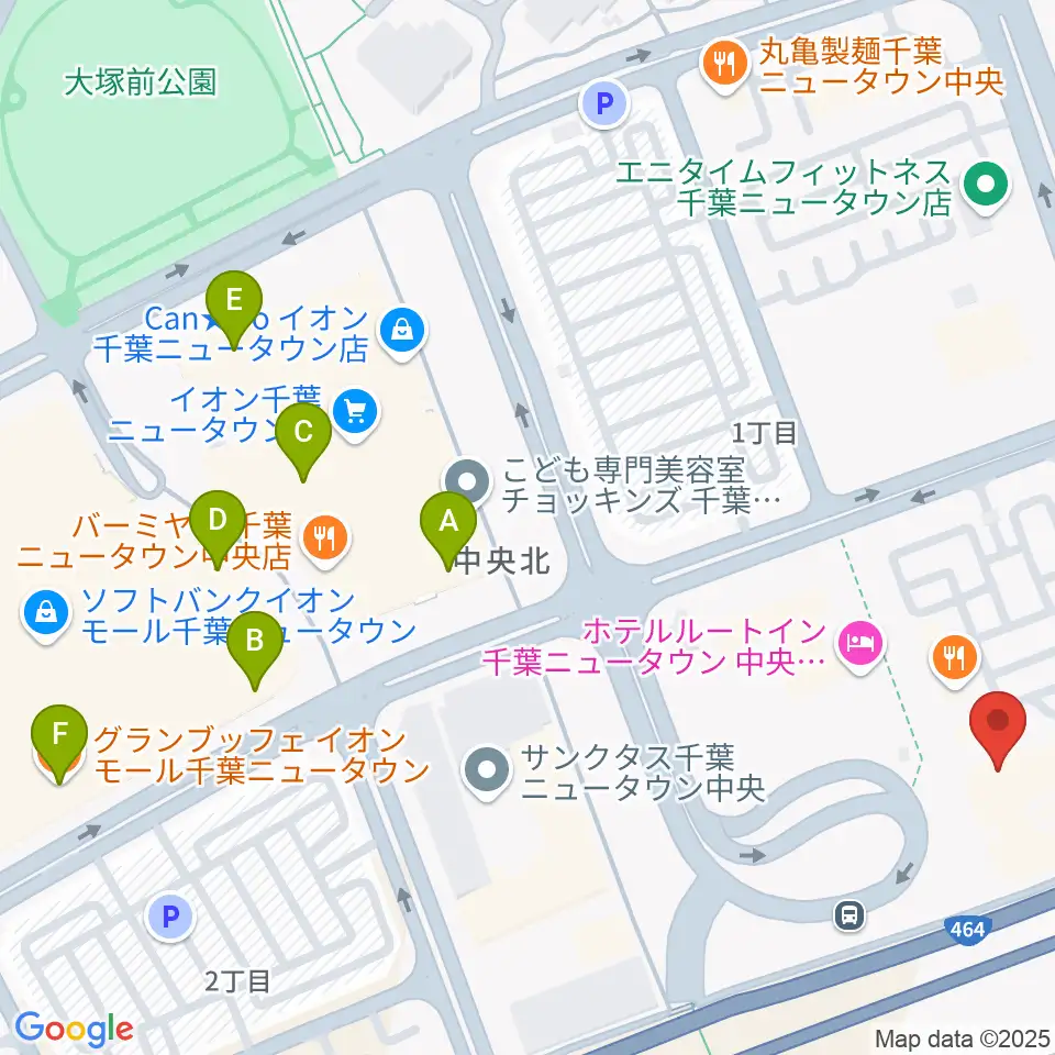 伊藤楽器 千葉ニュータウン中央センター周辺のカフェ一覧地図
