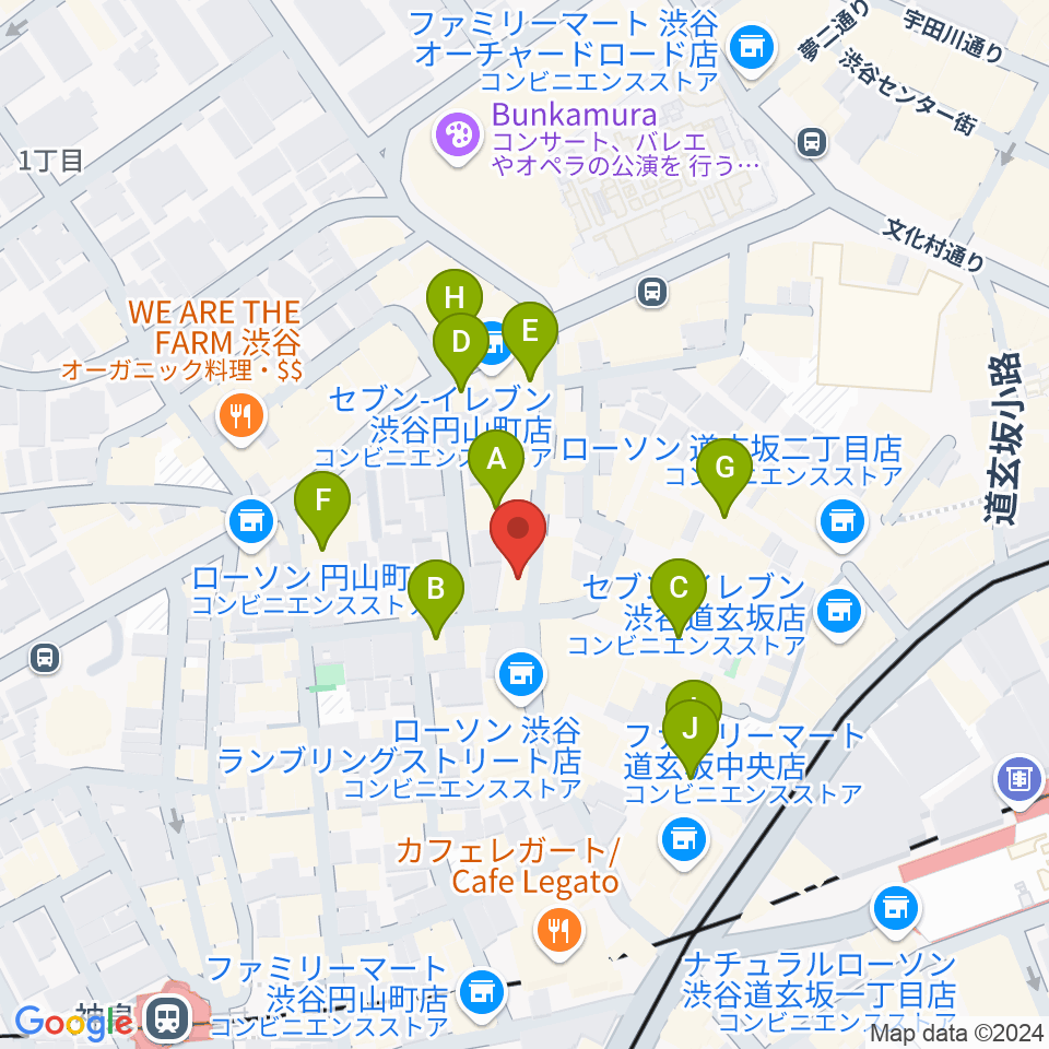 渋谷clubasia周辺のカフェ一覧地図