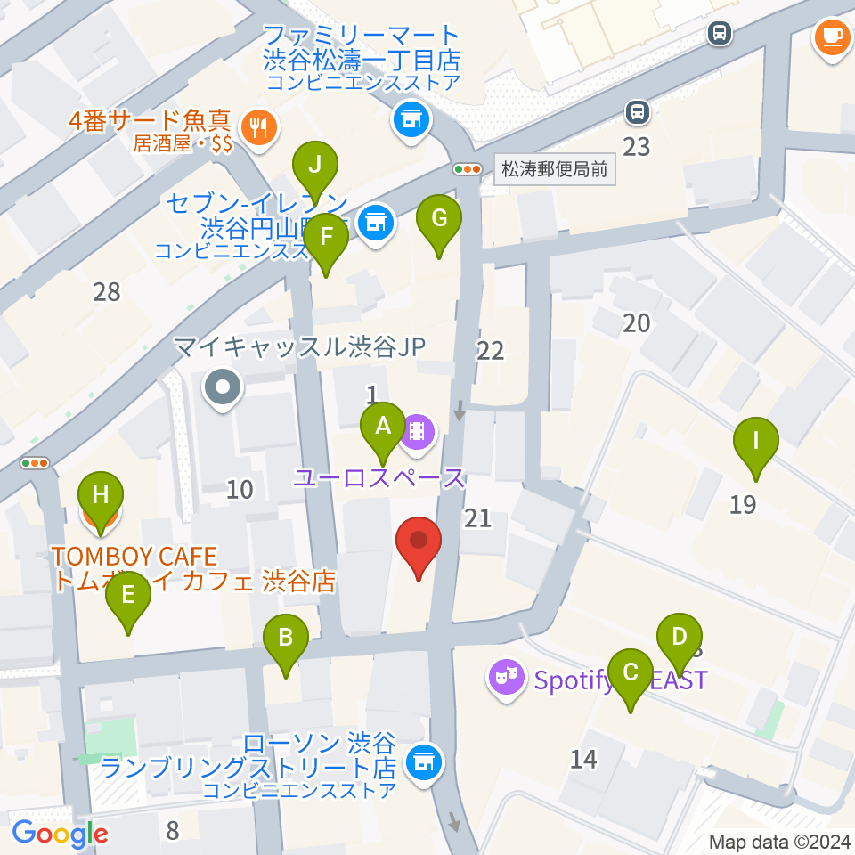 渋谷clubasia周辺のカフェ一覧地図