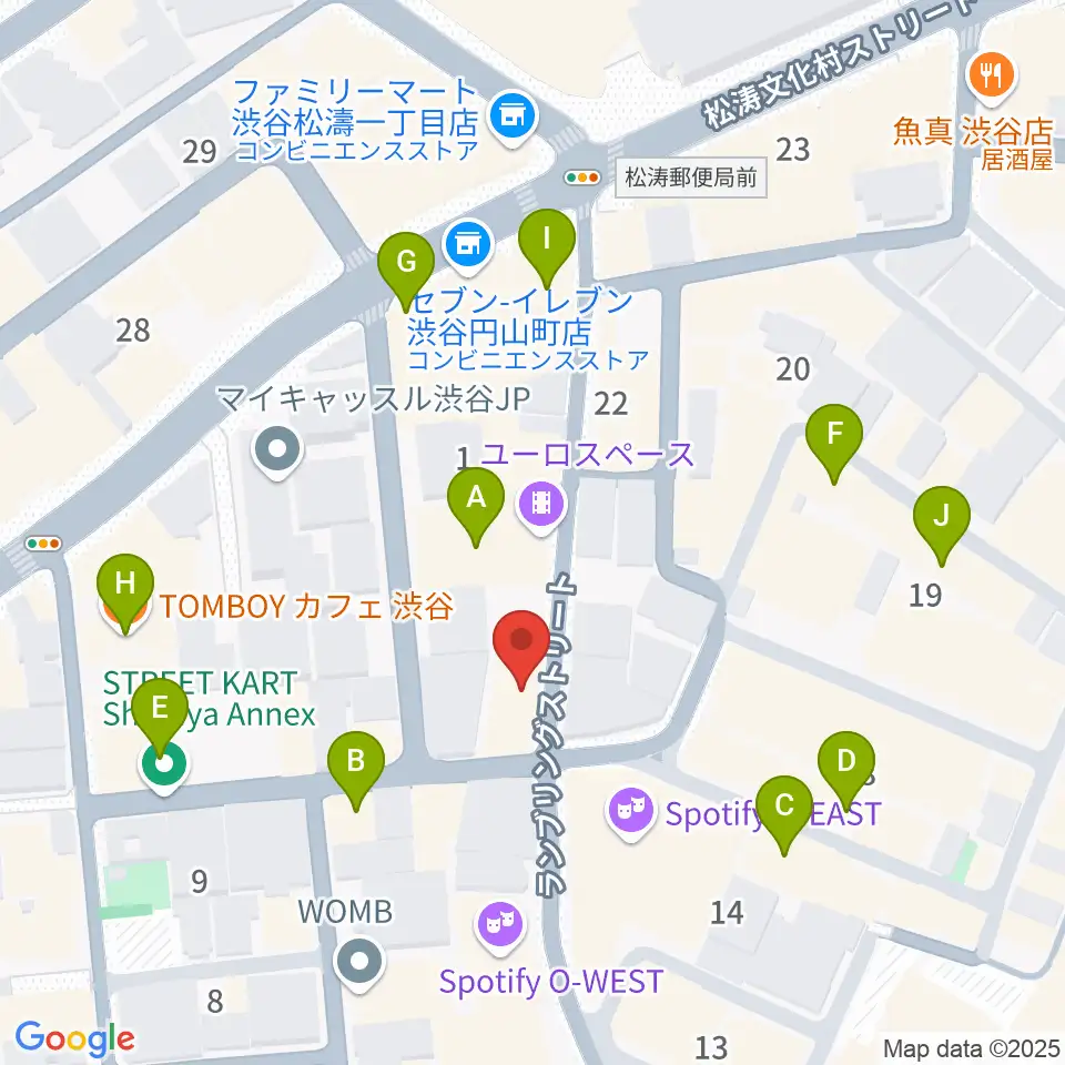 渋谷clubasia周辺のカフェ一覧地図