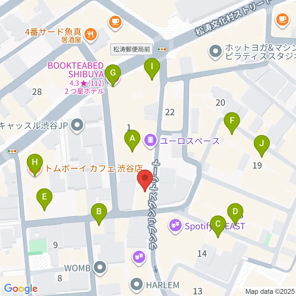 渋谷clubasia周辺のカフェ一覧地図