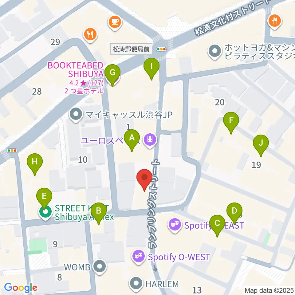 渋谷clubasia周辺のカフェ一覧地図