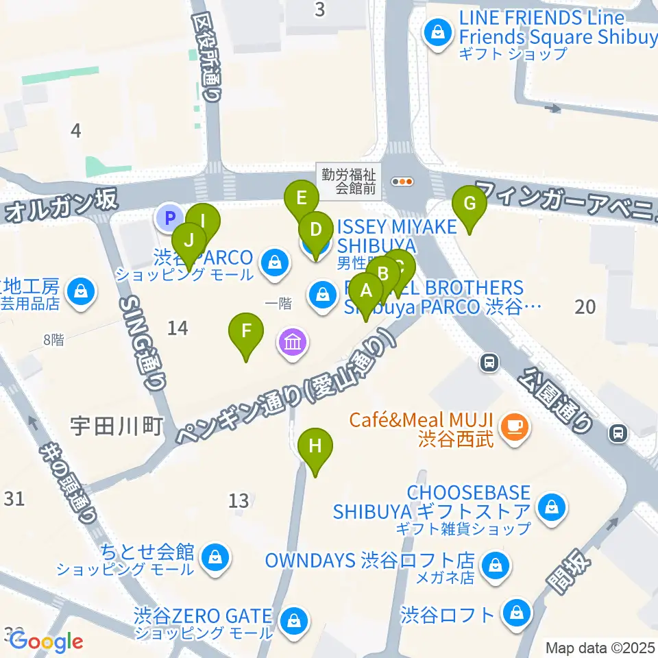 渋谷クアトロラボ周辺のカフェ一覧地図