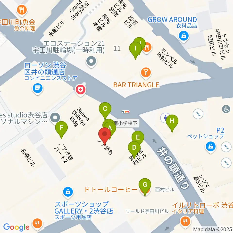 HMV record shop 渋谷周辺のカフェ一覧地図