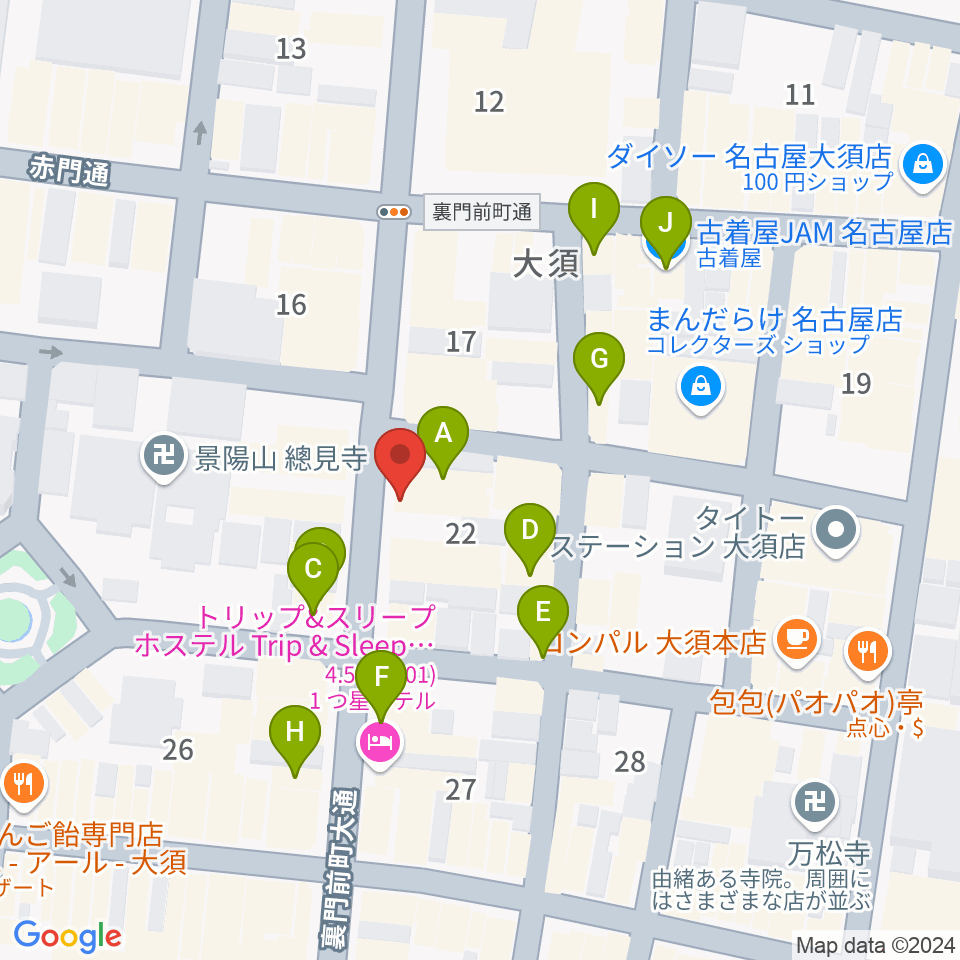 バナナレコード大須店周辺のカフェ一覧地図