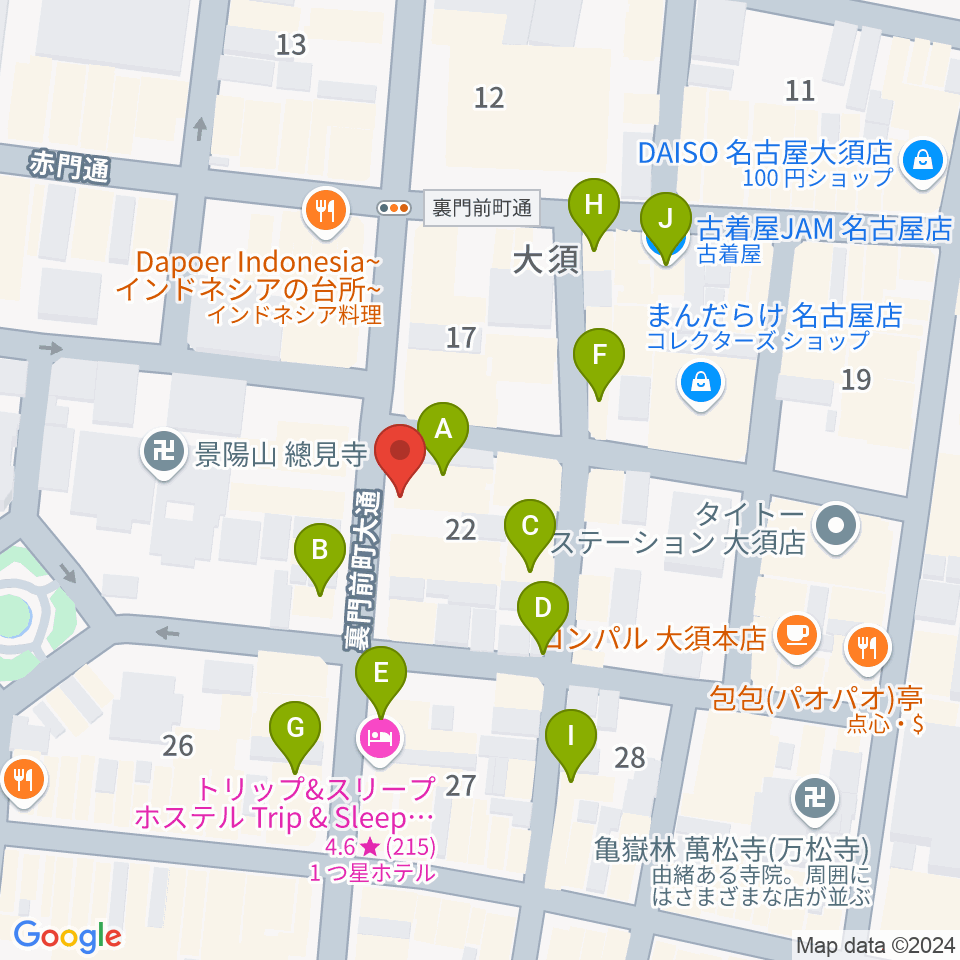 バナナレコード大須店周辺のカフェ一覧地図