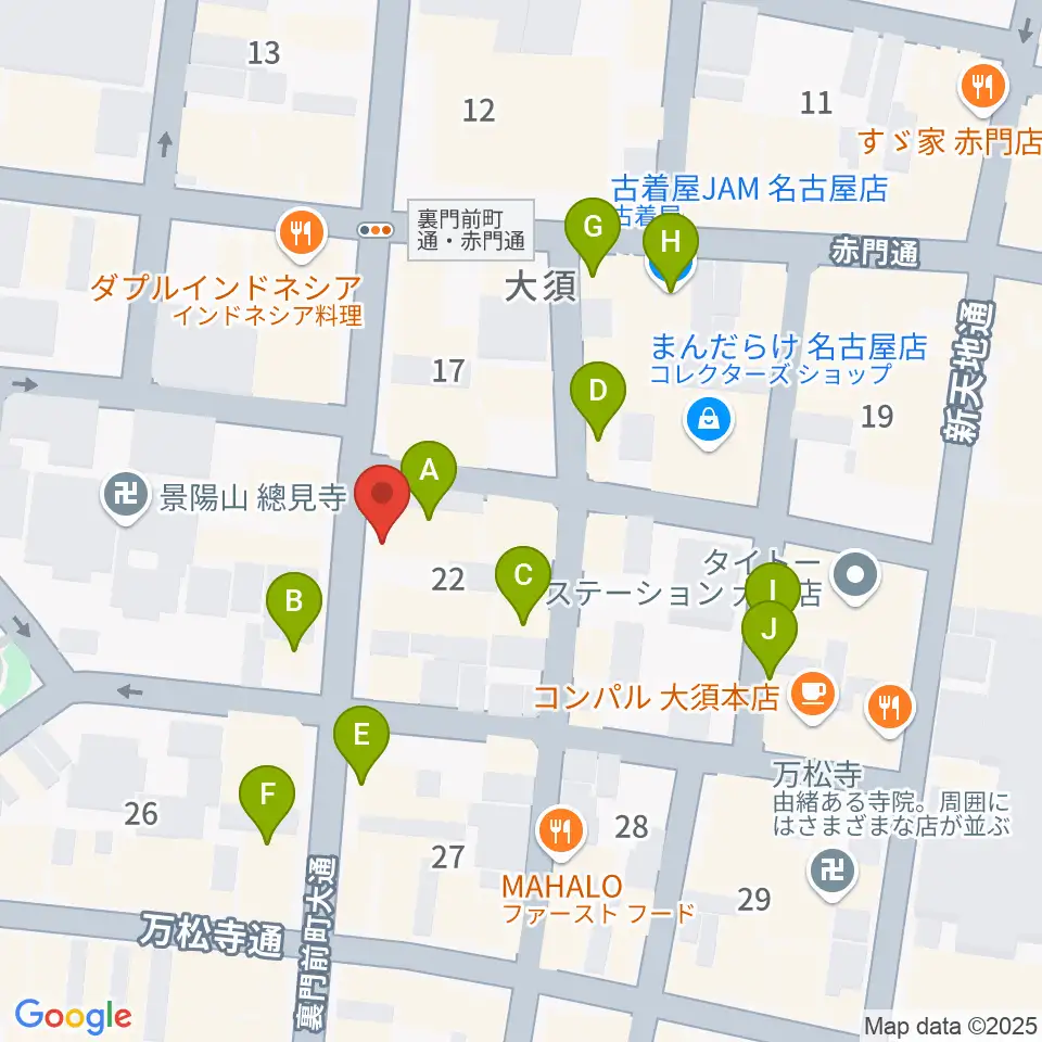 バナナレコード大須店周辺のカフェ一覧地図
