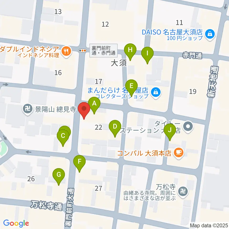 バナナレコード大須店周辺のカフェ一覧地図