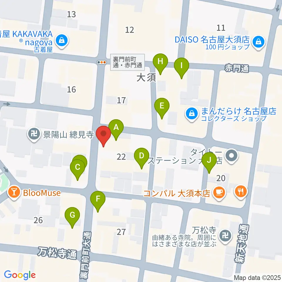 バナナレコード大須店周辺のカフェ一覧地図
