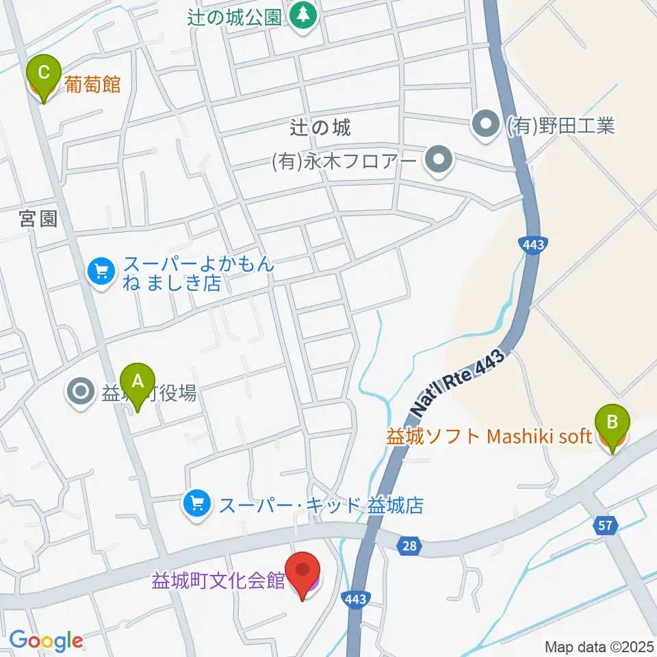 益城町文化会館周辺のカフェ一覧地図