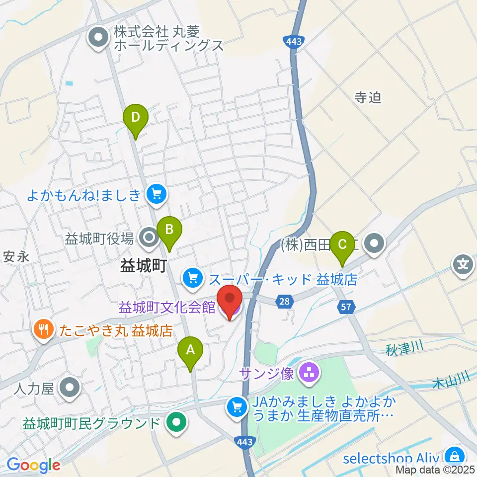 益城町文化会館周辺のカフェ一覧地図