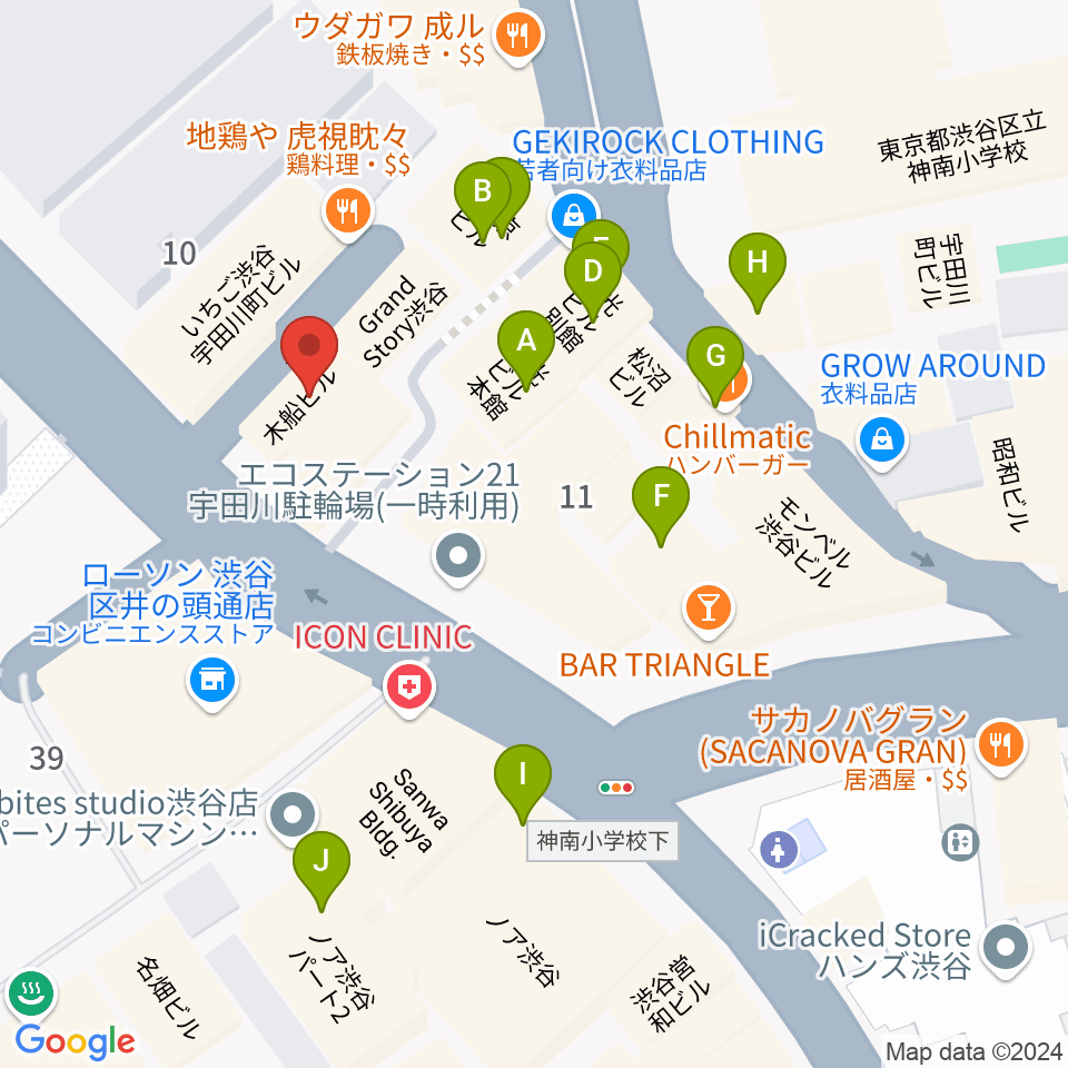 マンハッタンレコード渋谷周辺のカフェ一覧地図