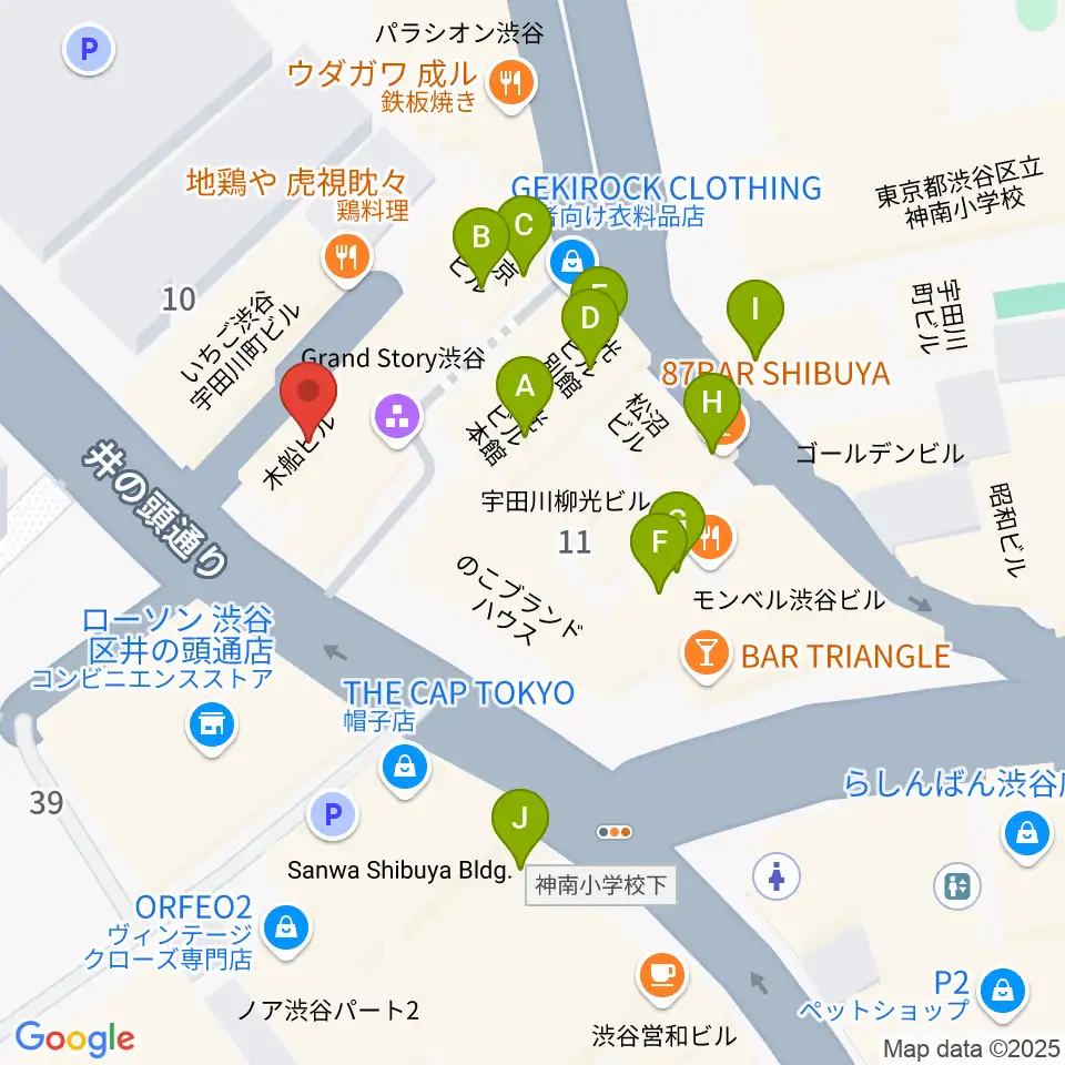 マンハッタンレコード渋谷周辺のカフェ一覧地図