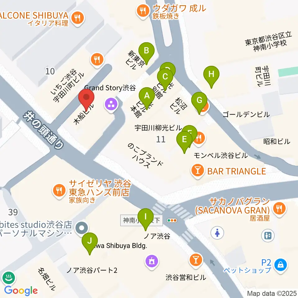 マンハッタンレコード渋谷周辺のカフェ一覧地図
