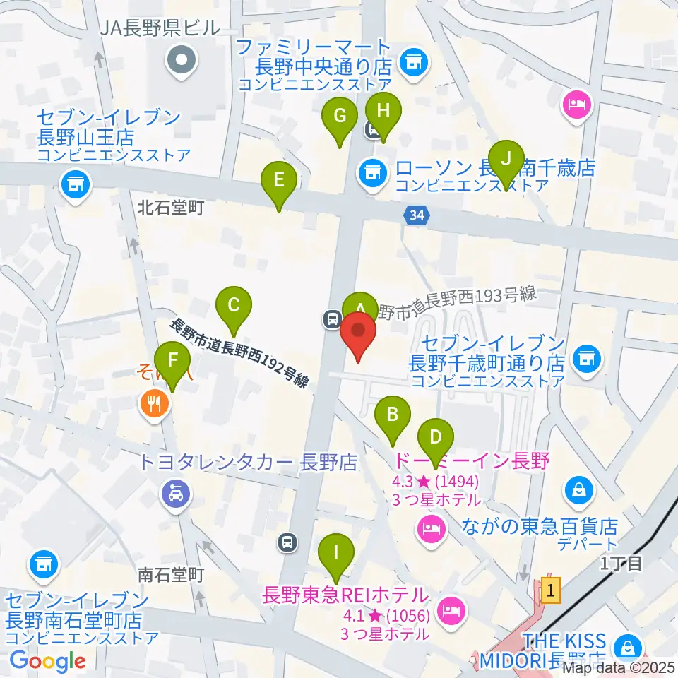 長野Venue周辺のカフェ一覧地図