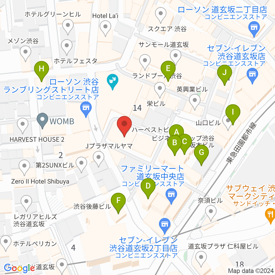 渋谷DESEO周辺のカフェ一覧地図