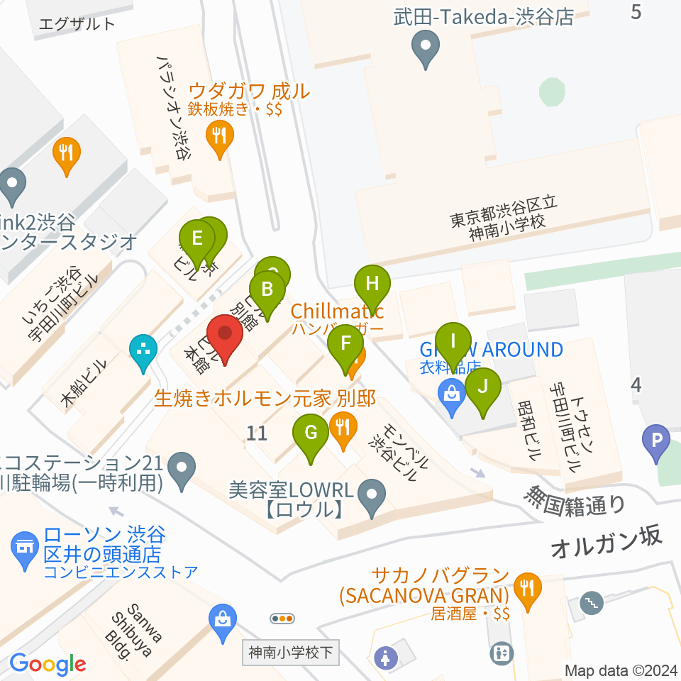 渋谷next records周辺のカフェ一覧地図