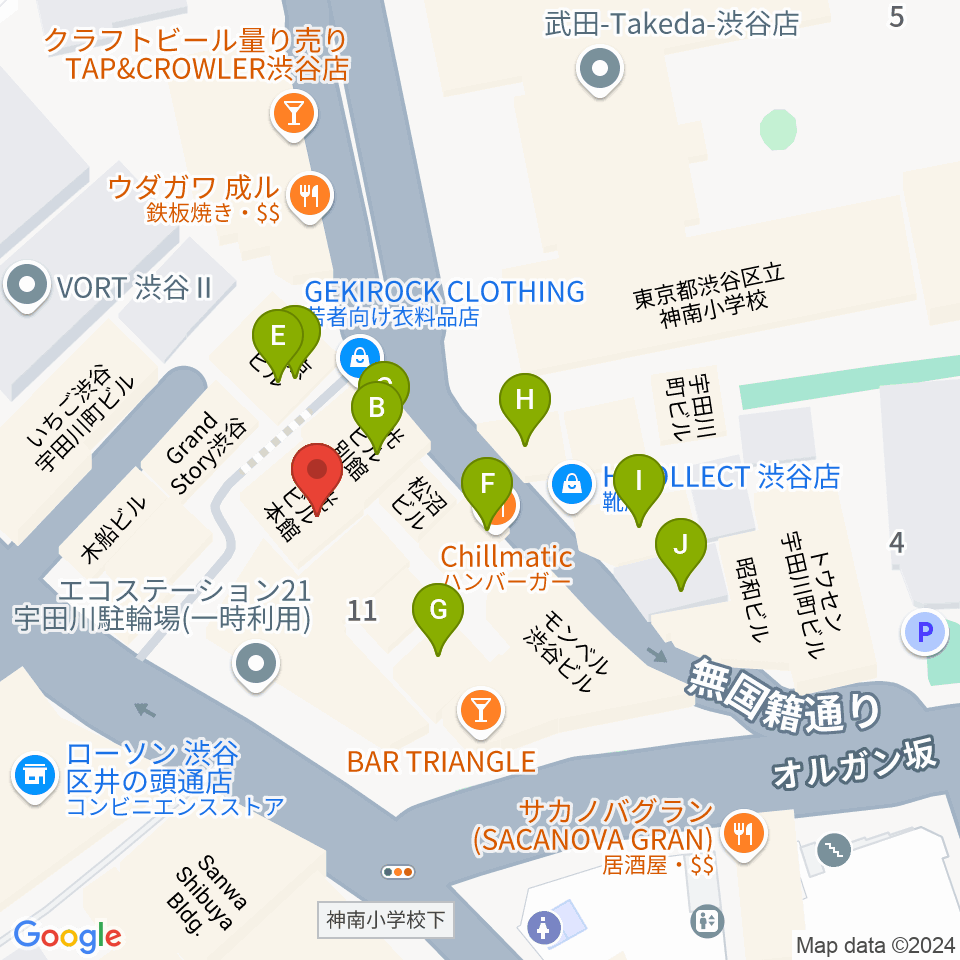 渋谷next records周辺のカフェ一覧地図