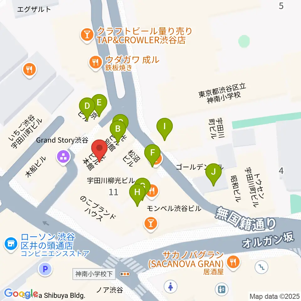 渋谷next records周辺のカフェ一覧地図