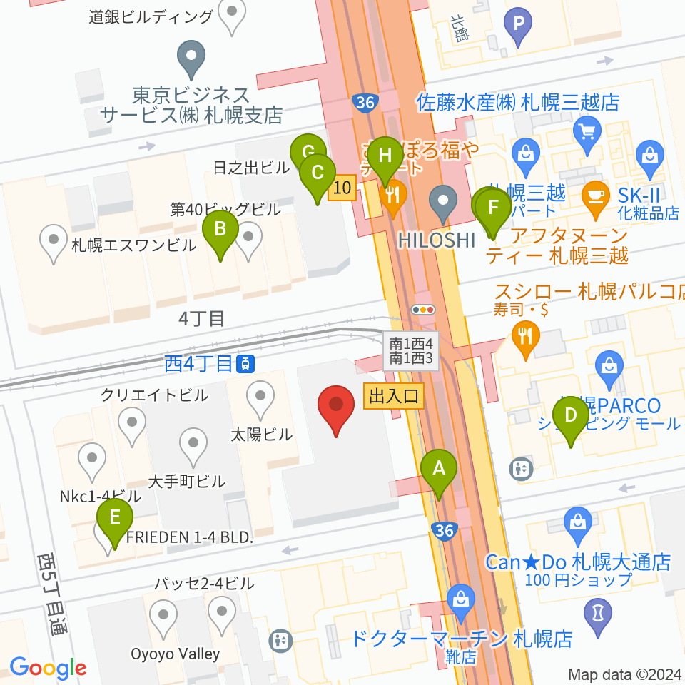 ミュージックショップ音楽処周辺のカフェ一覧地図