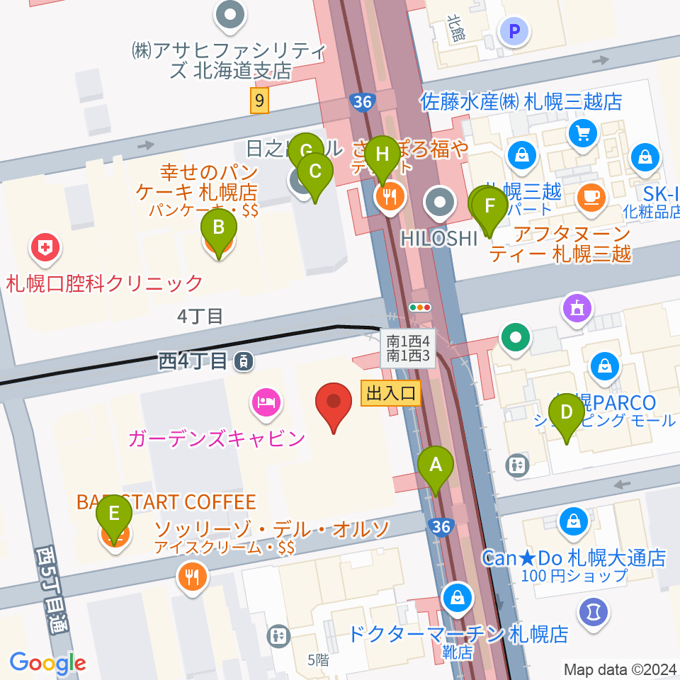 ミュージックショップ音楽処周辺のカフェ一覧地図