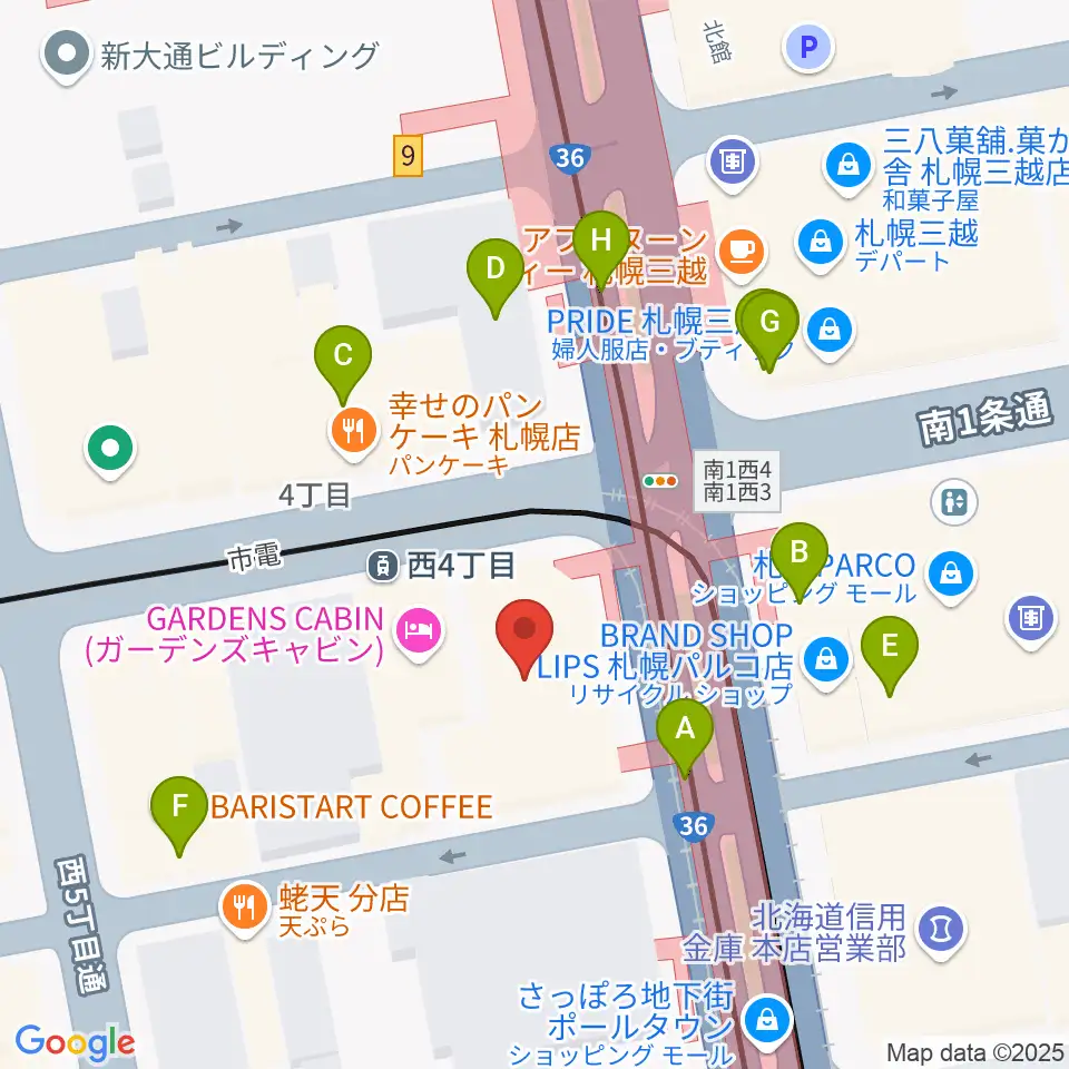 ミュージックショップ音楽処周辺のカフェ一覧地図