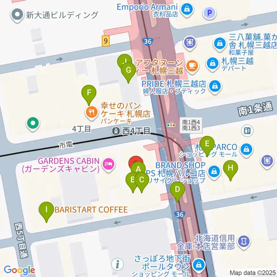ミュージックショップ音楽処周辺のカフェ一覧地図