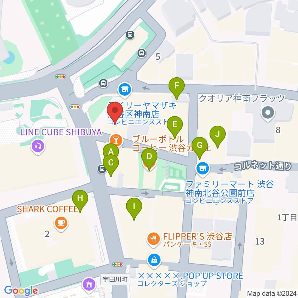 渋谷エッグマン周辺のカフェ一覧地図