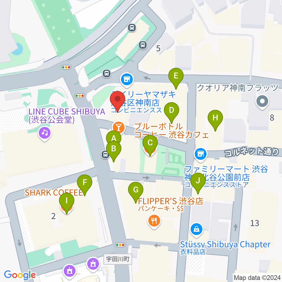 渋谷エッグマン周辺のカフェ一覧地図