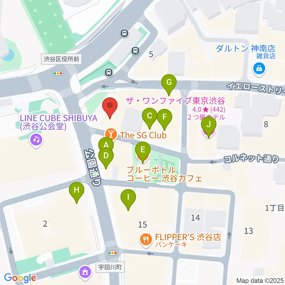 渋谷エッグマン周辺のカフェ一覧地図