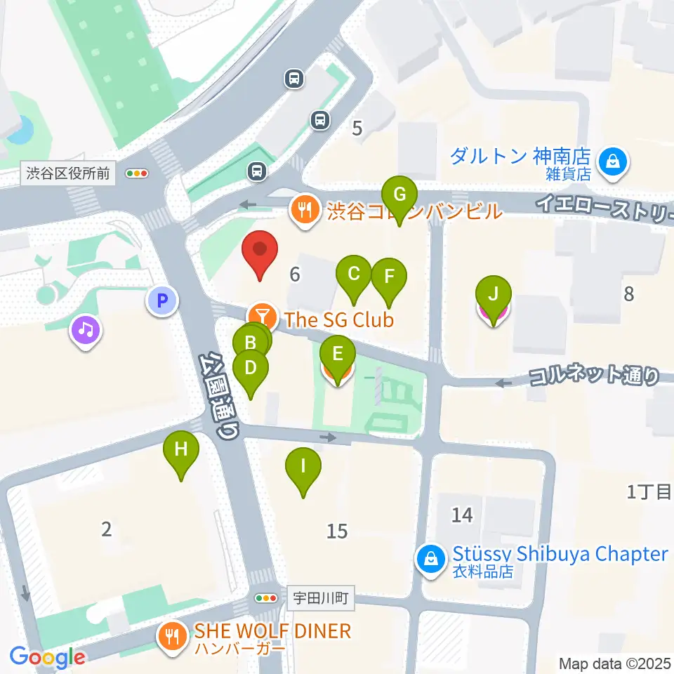 渋谷エッグマン周辺のカフェ一覧地図