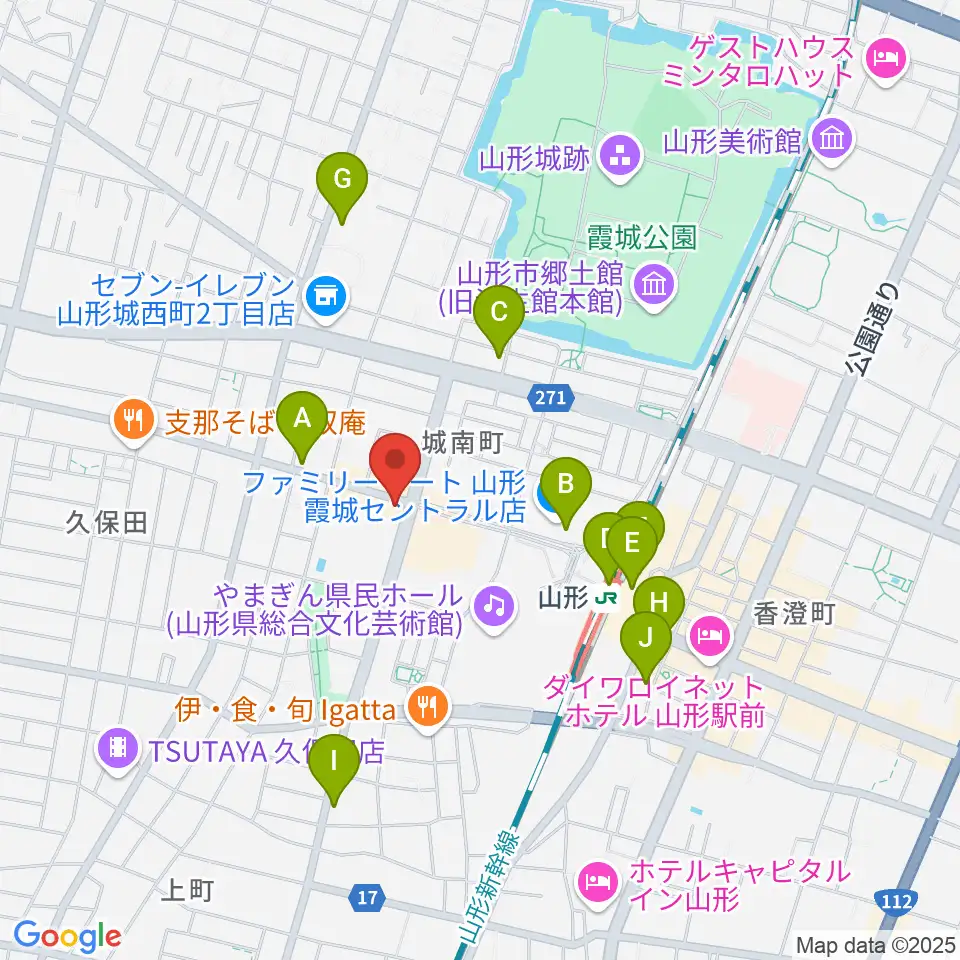 山形RAF-REC周辺のカフェ一覧地図