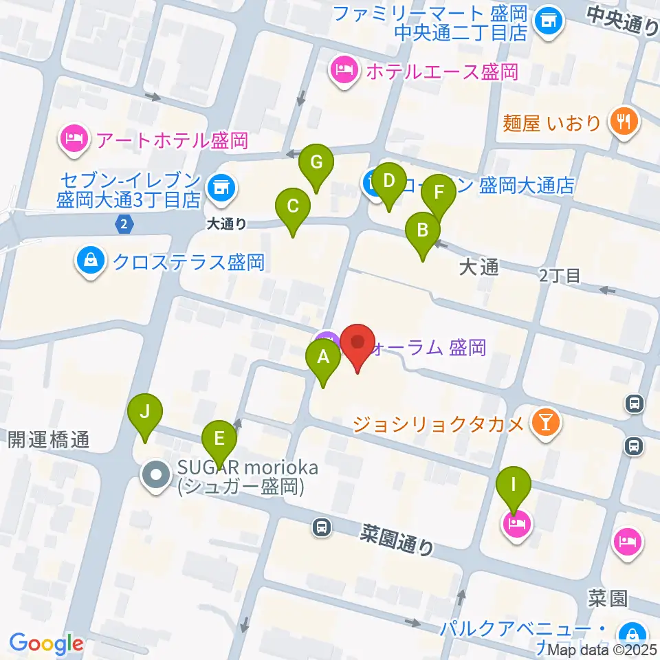 ディスクノート盛岡周辺のカフェ一覧地図