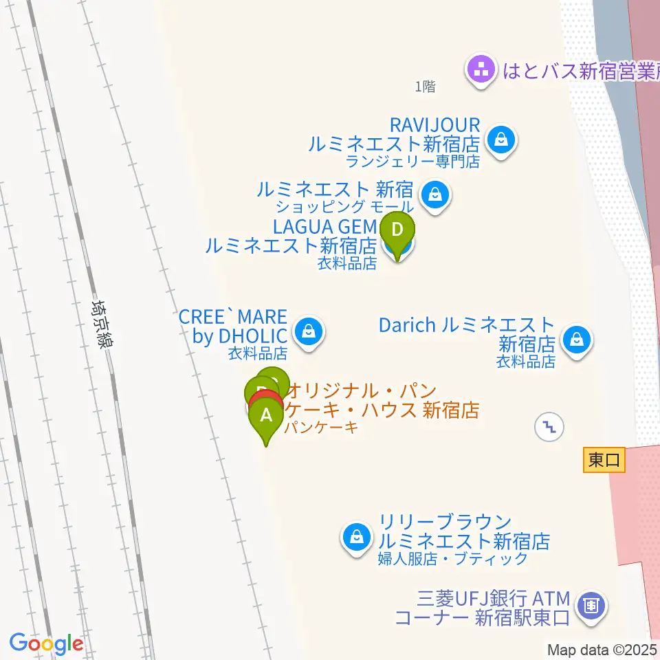HMV&BOOKS SPOT SHINJUKU周辺のカフェ一覧地図