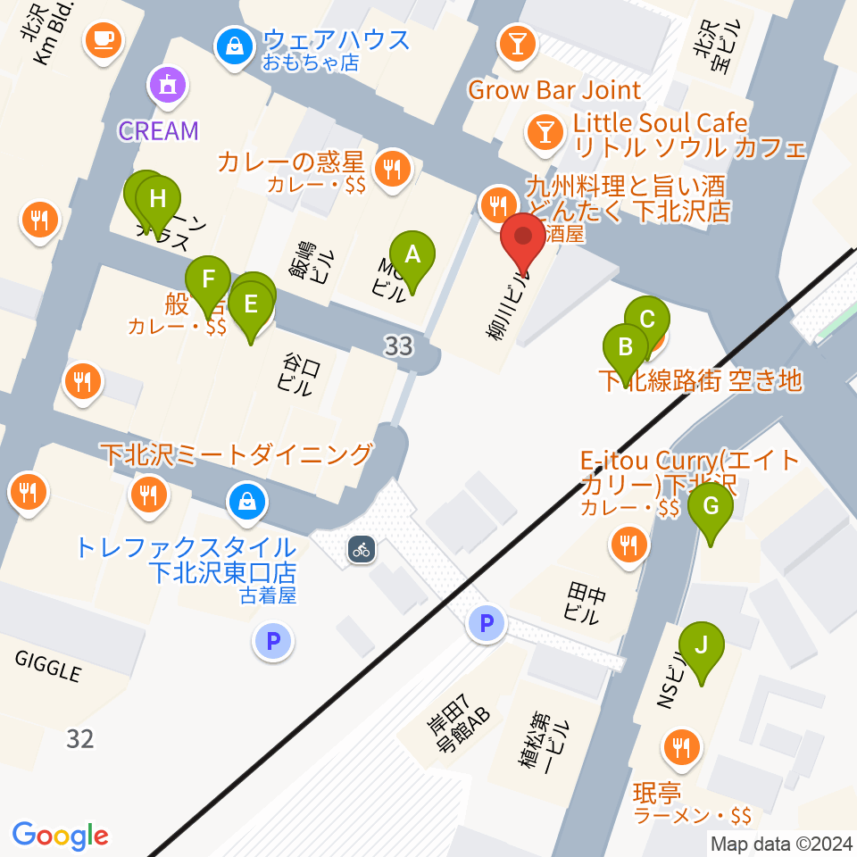 JET SET TOKYO下北沢店周辺のカフェ一覧地図