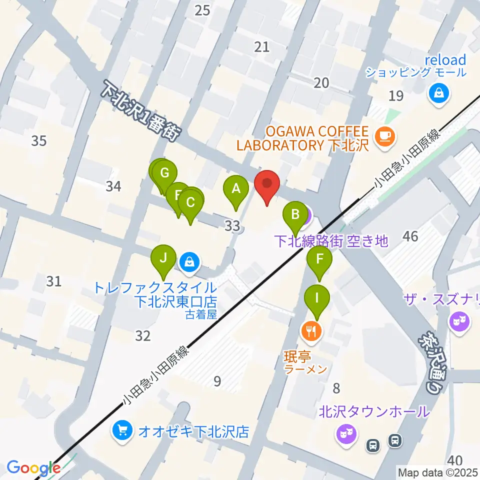 JET SET TOKYO下北沢店周辺のカフェ一覧地図