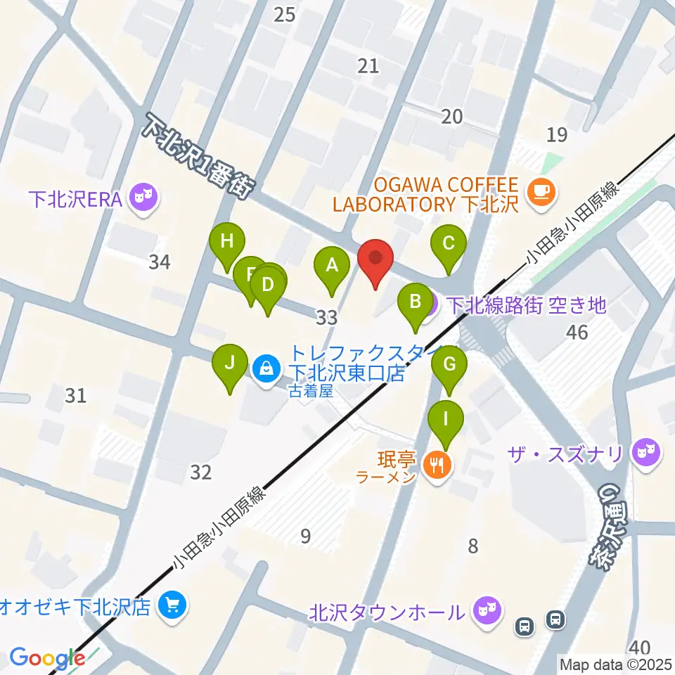 JET SET TOKYO下北沢店周辺のカフェ一覧地図