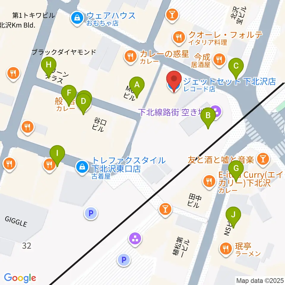 JET SET TOKYO下北沢店周辺のカフェ一覧地図