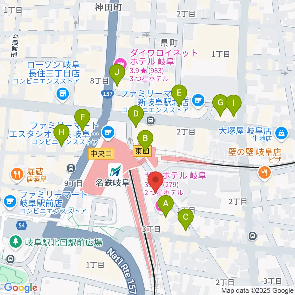 バナナレコード岐阜店周辺のカフェ一覧地図