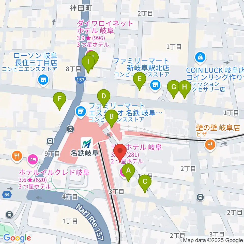 バナナレコード岐阜店周辺のカフェ一覧地図