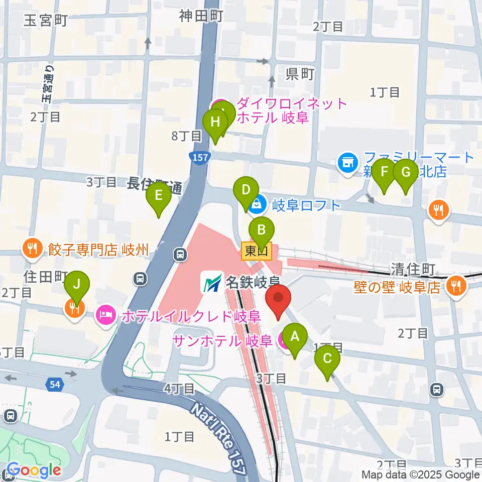 バナナレコード岐阜店周辺のカフェ一覧地図