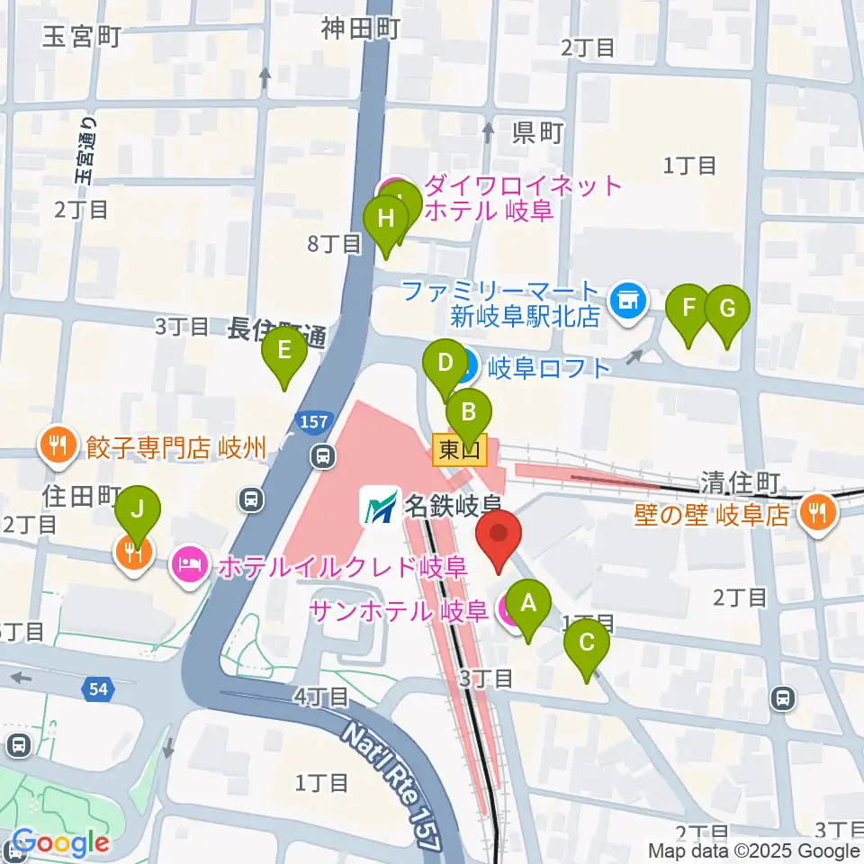 バナナレコード岐阜店周辺のカフェ一覧地図
