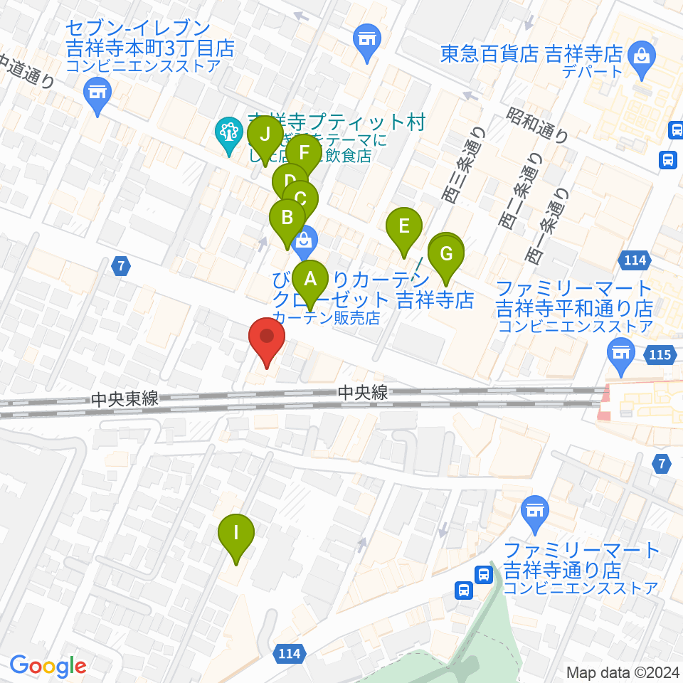 ココナッツディスク吉祥寺店周辺のカフェ一覧地図