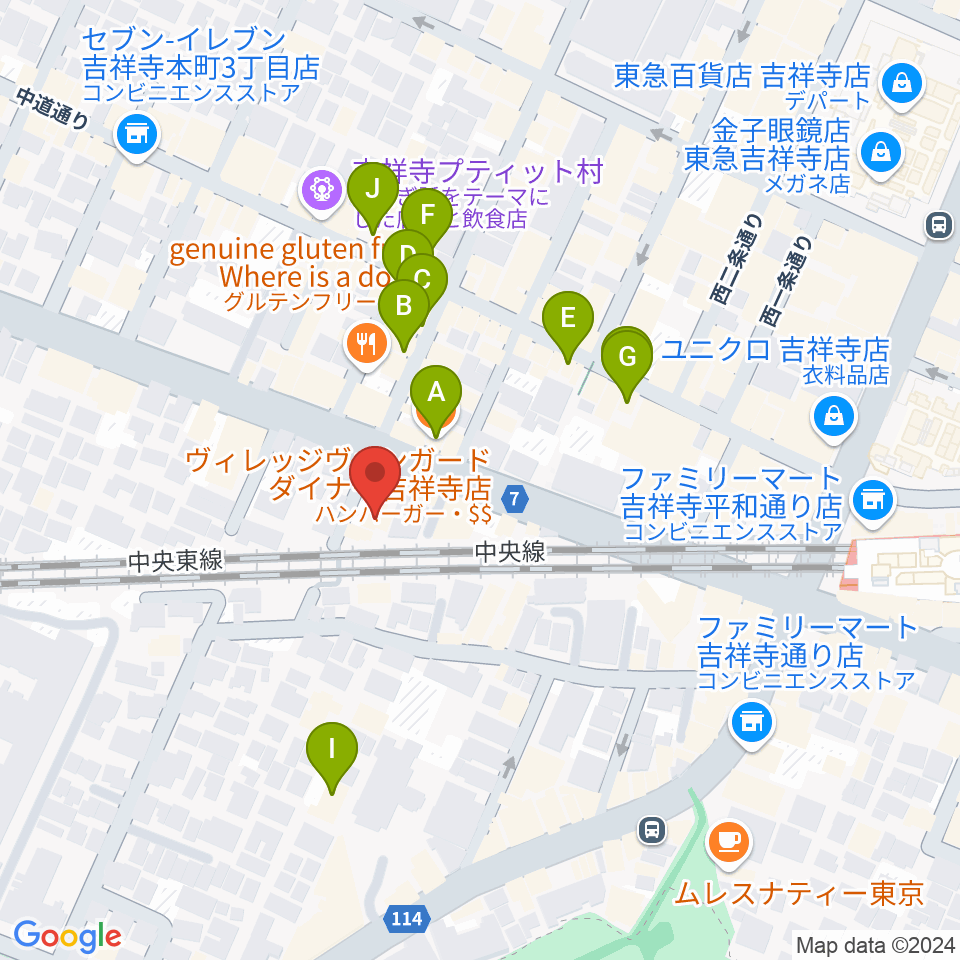 ココナッツディスク吉祥寺店周辺のカフェ一覧地図