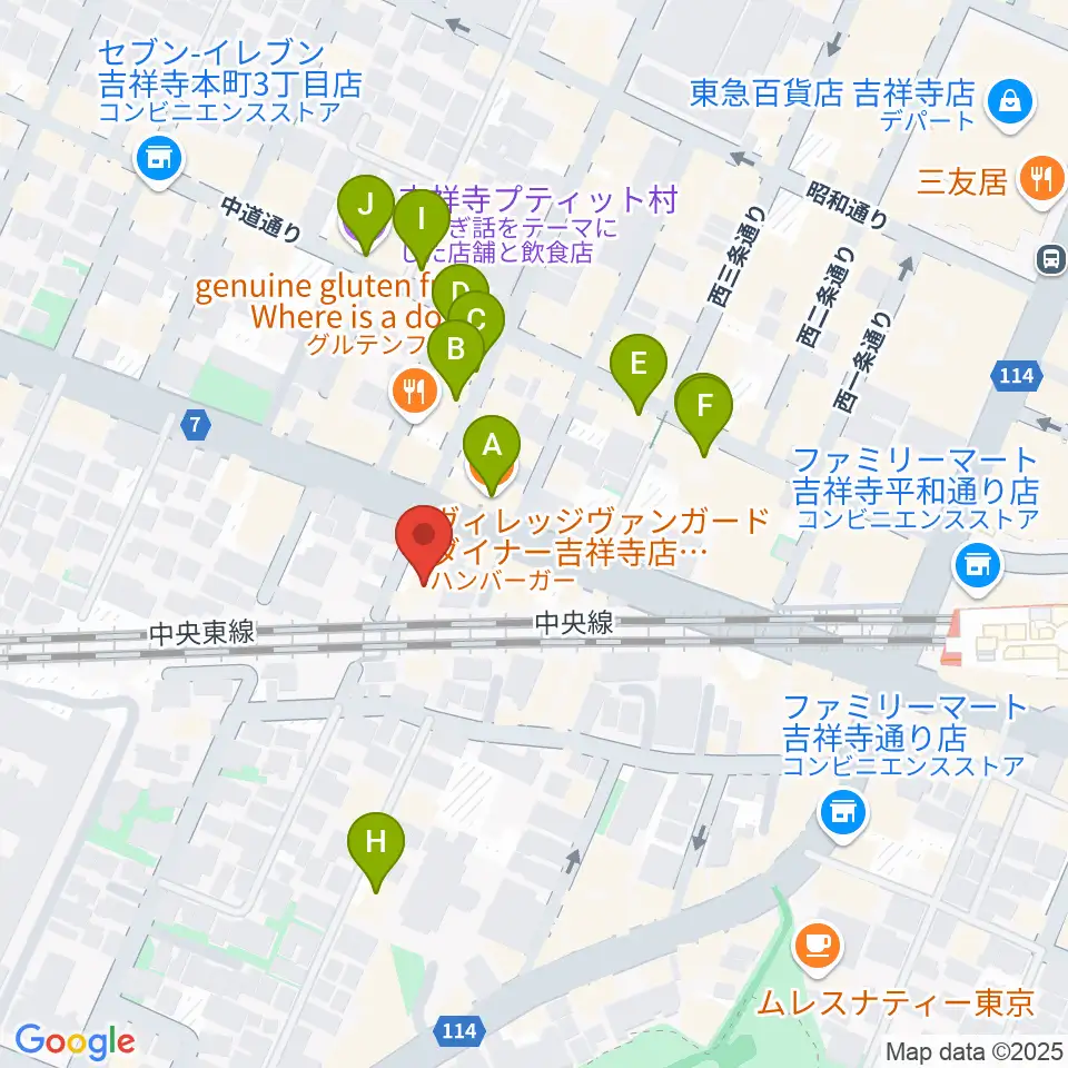 ココナッツディスク吉祥寺店周辺のカフェ一覧地図