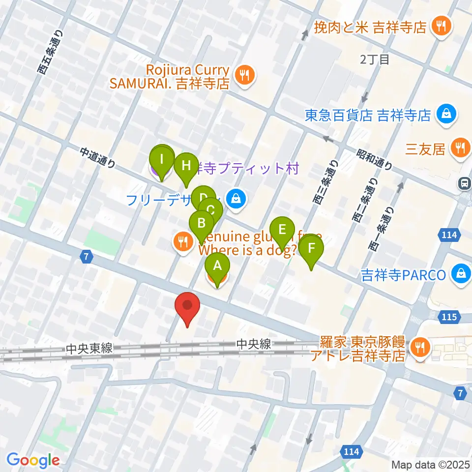 ココナッツディスク吉祥寺店周辺のカフェ一覧地図