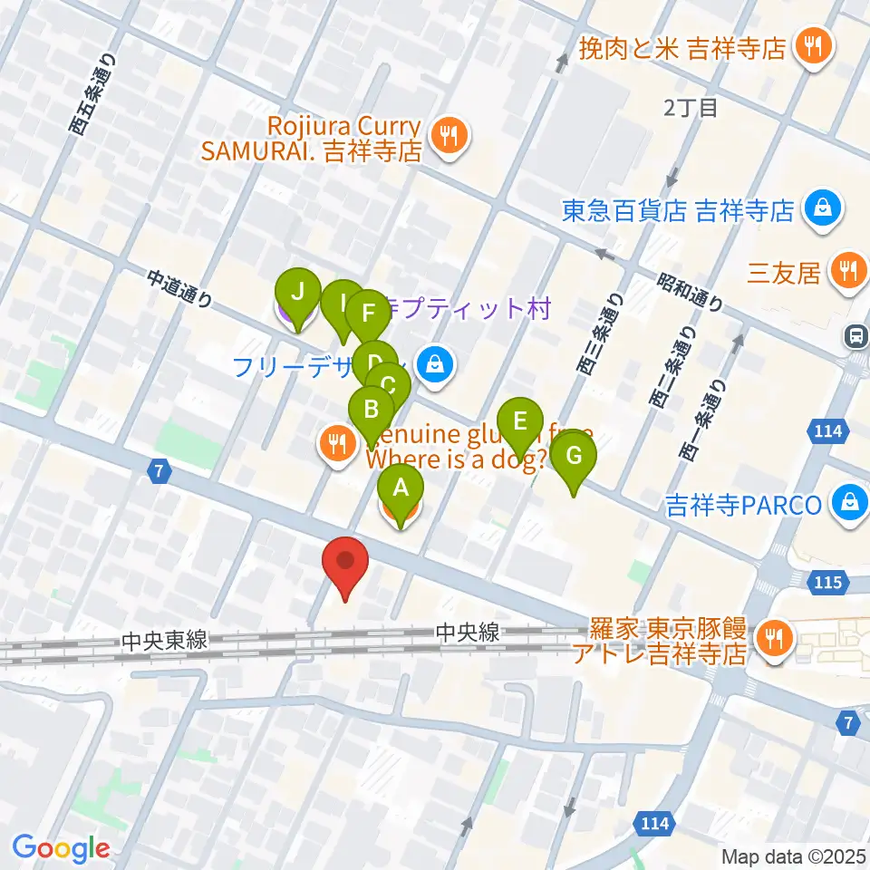 ココナッツディスク吉祥寺店周辺のカフェ一覧地図